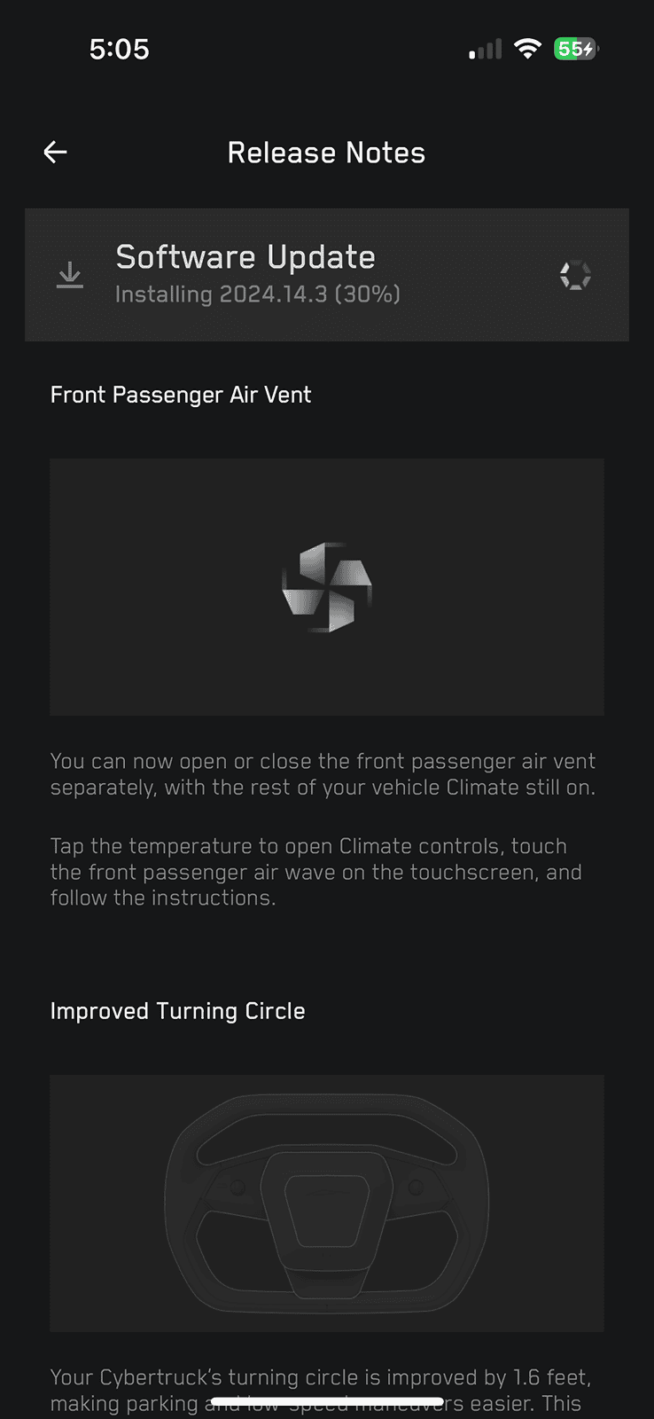 Tesla Roadster 2nd gen Has anyone received the 2024 Spring Software Update Release for their CT yet? IMG_1143