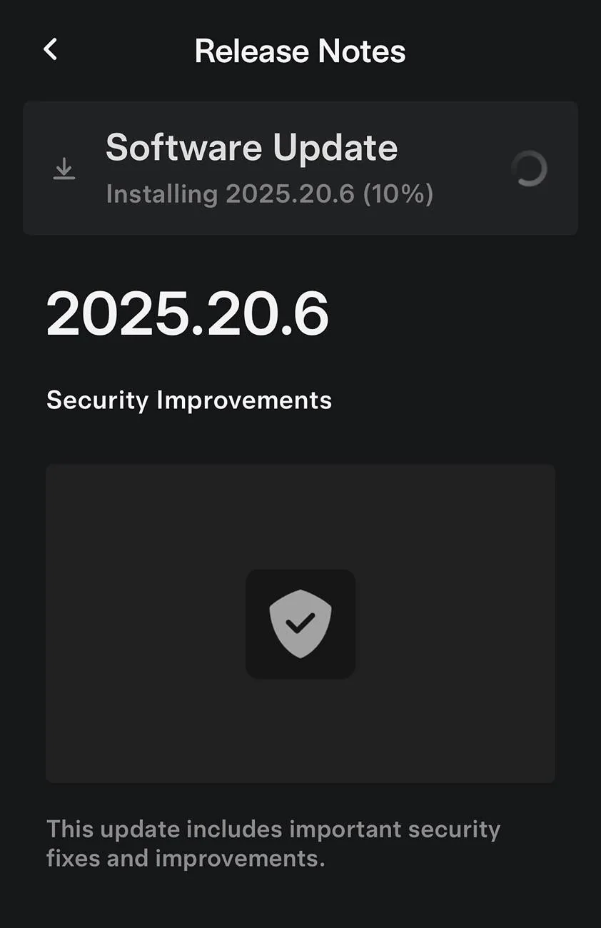 Tesla Roadster 2nd gen 2025.20.6 Update now downloading IMG_1197