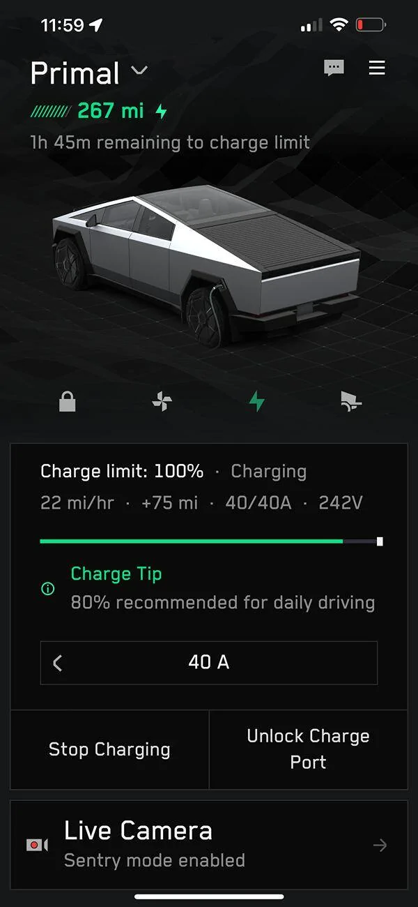 Tesla Roadster 2nd gen Anyone else not getting full amperage when using the wall charger? IMG_1325