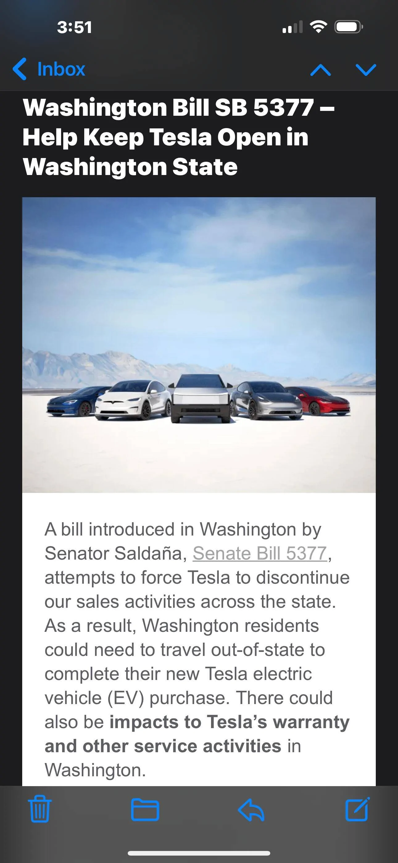 Tesla Roadster 2nd gen Washington bill: SB5377 IMG_1893