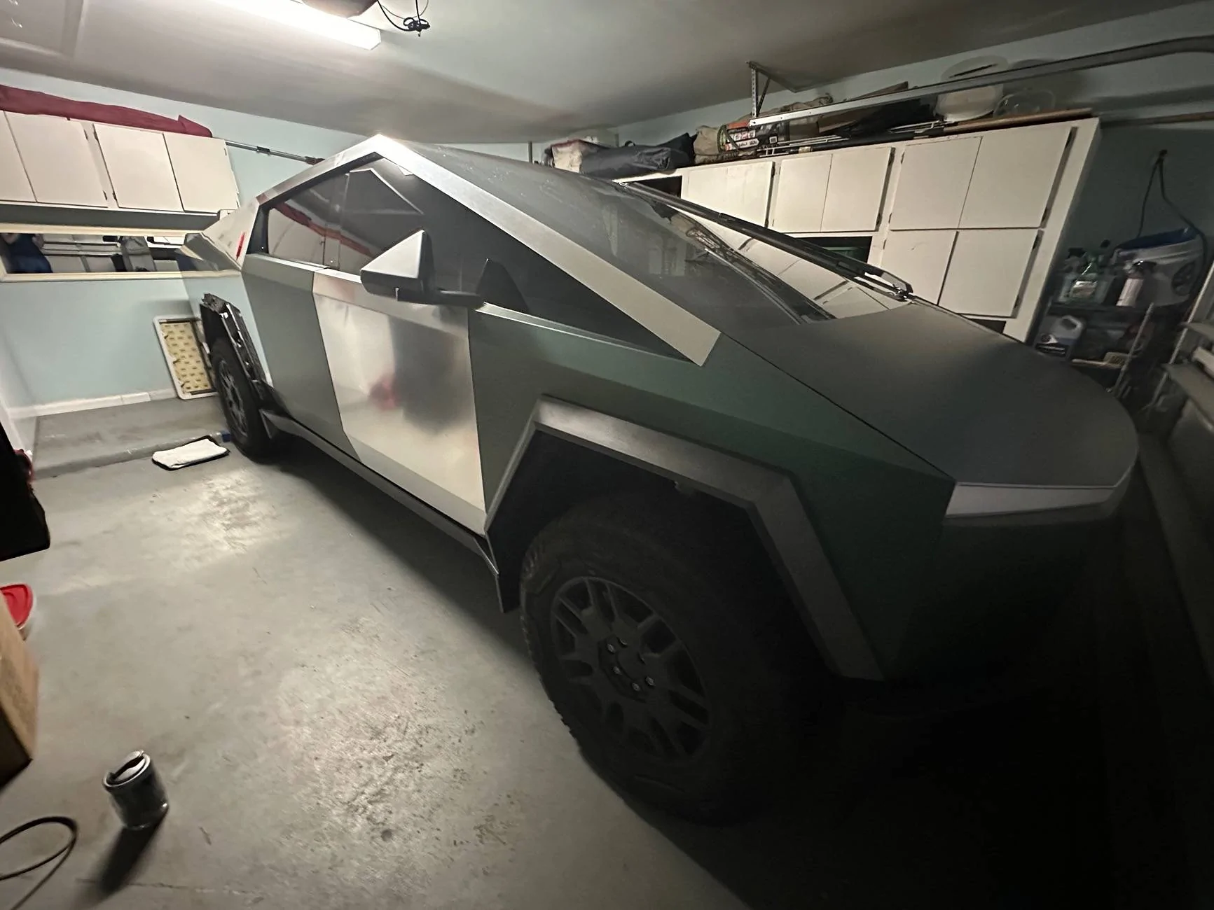 Tesla Cybertruck 3M Vinyl Pine Green Metallic Self Wrap Kit for Cybertruck from Tesbros Results! IMG_1947