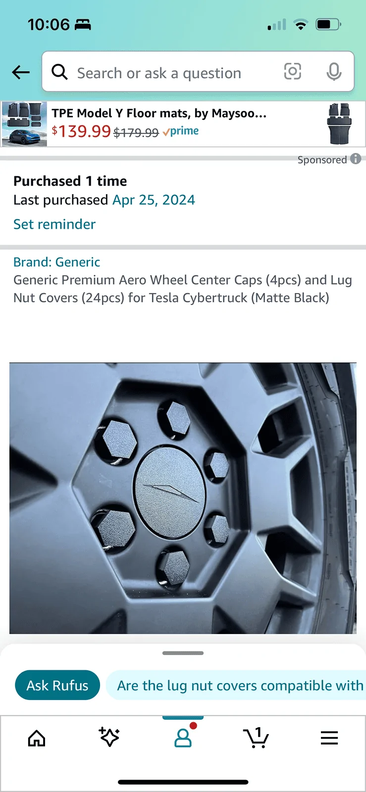 Tesla Roadster 2nd gen Center caps from Amazon fit well IMG_2001