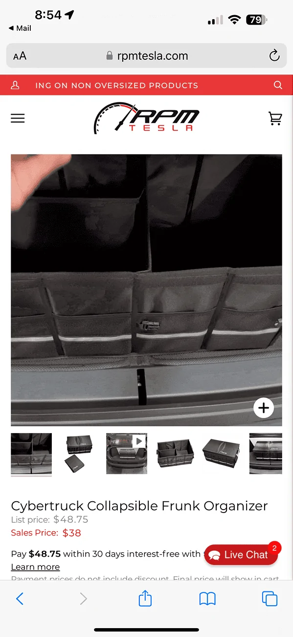 Tesla Roadster 2nd gen Cybertruck frunk organizer? IMG_2163