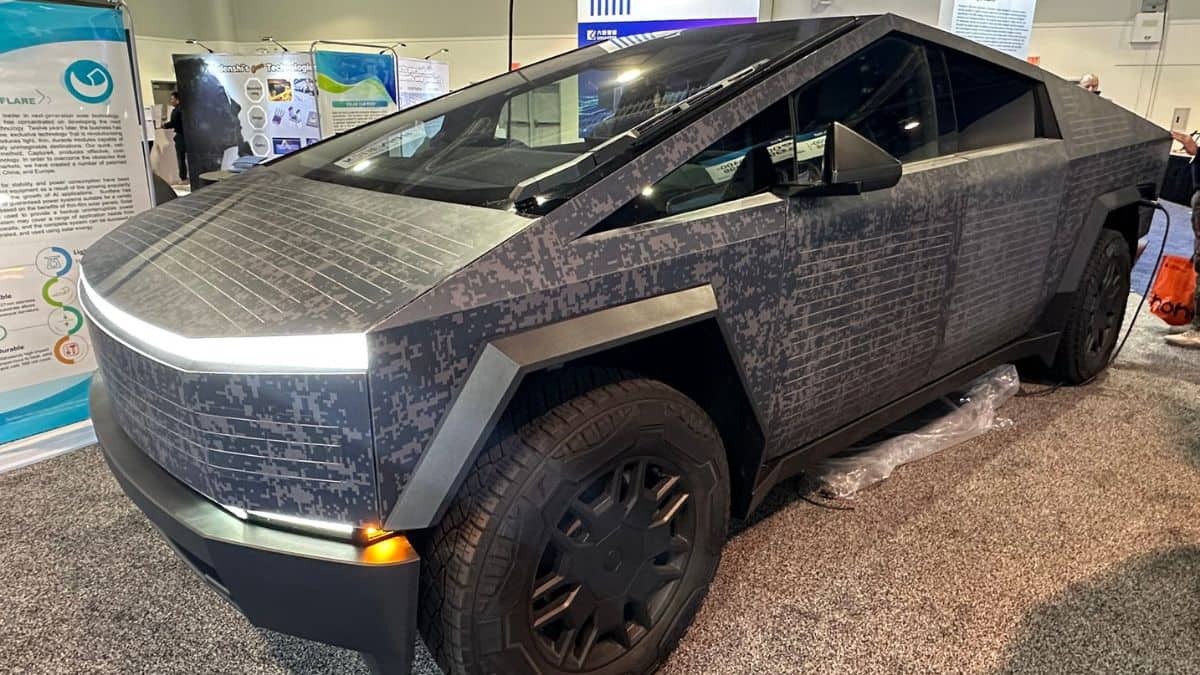 Tesla Roadster 2nd gen Solar Panel Wrapped Cybertruck debuts at CES IMG_2311