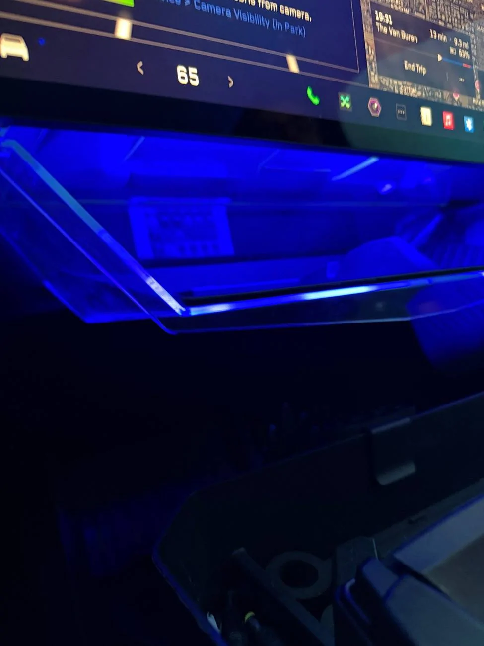 Tesla Roadster 2nd gen Clear storage tray lighting mod (under screen). Cheap, easy and fun. IMG_2894