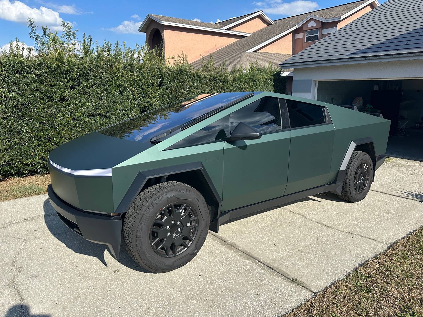 Tesla Cybertruck 3M Vinyl Pine Green Metallic Self Wrap Kit for Cybertruck from Tesbros Results! IMG_2938