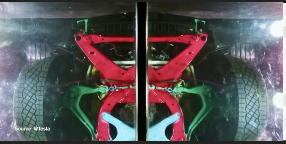 Tesla Roadster 2nd gen Cybertruck engineers bend upper control arm in testing IMG_3027