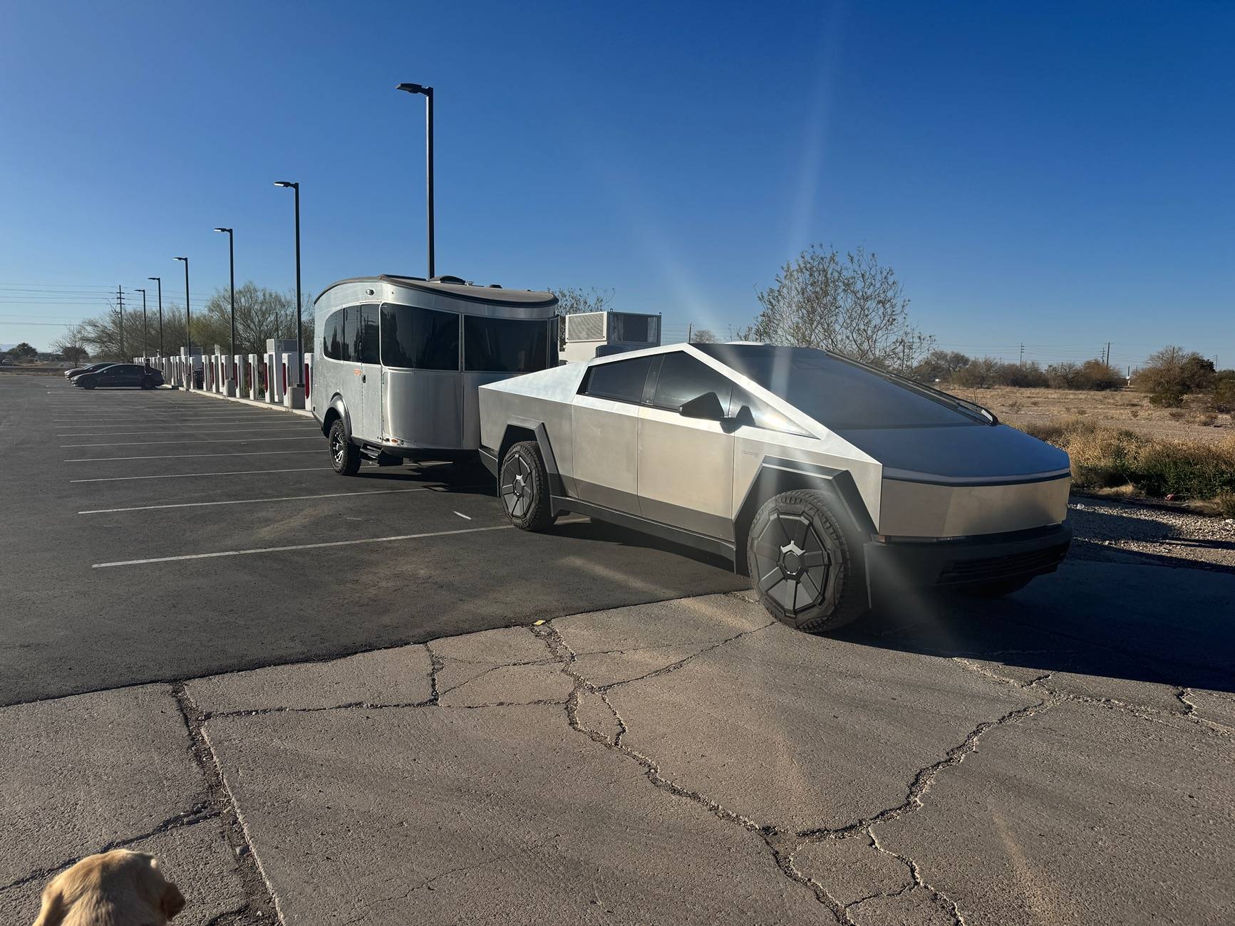 Tesla Roadster 2nd gen Getting 175 mile range estimate while towing trailer & bikes in bed + towing tips IMG_3102