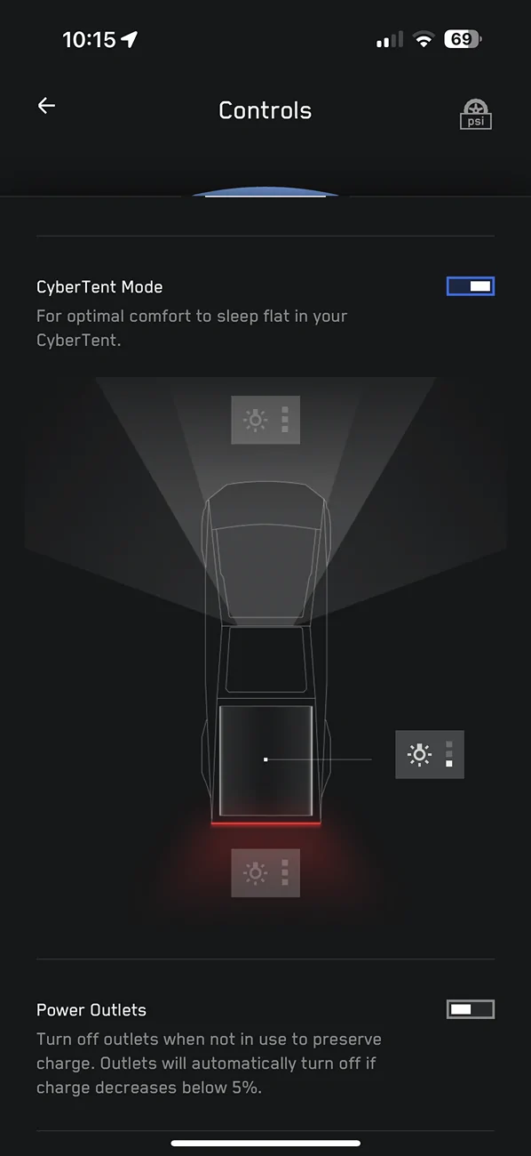 Tesla Cybertruck Hidden Lighting Features in CyberTent-Mode IMG_3373
