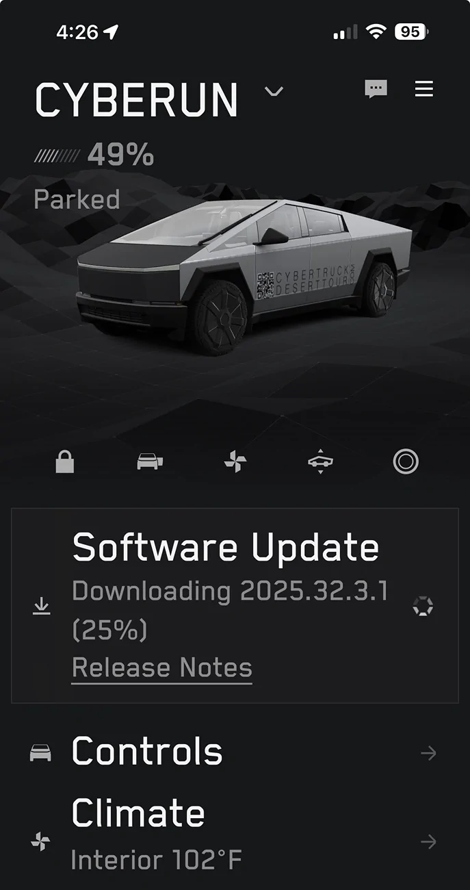 Tesla Roadster 2nd gen 2025.32.3.1 Update Now Live 🚨 IMG_3526