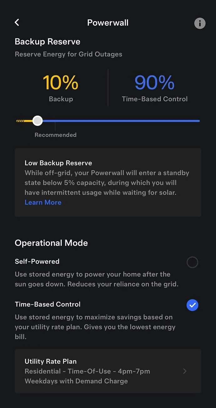 Tesla Roadster 2nd gen How to schedule off-grid time on powerwall 3 IMG_3552