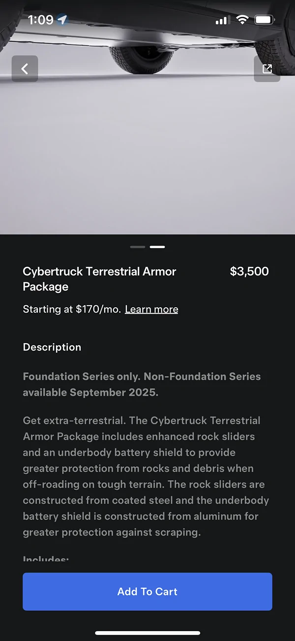Tesla Roadster 2nd gen OEM Tesla Rock Sliders + Body Armor Skidplate (Cybertruck Terrestrial Armor Package) Released IMG_4103