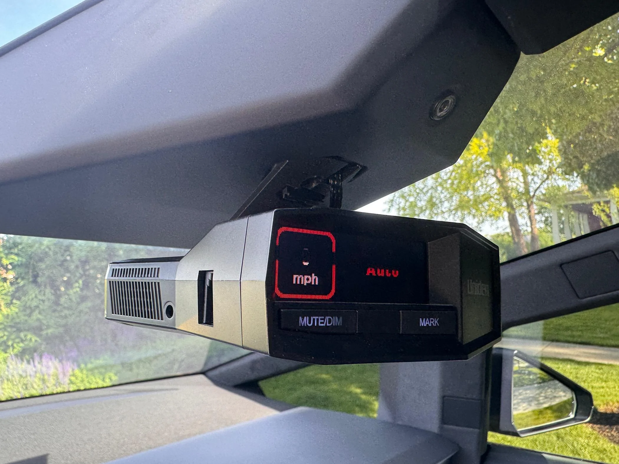 Tesla Roadster 2nd gen 3D print mount for Uniden radar detector IMG_4218