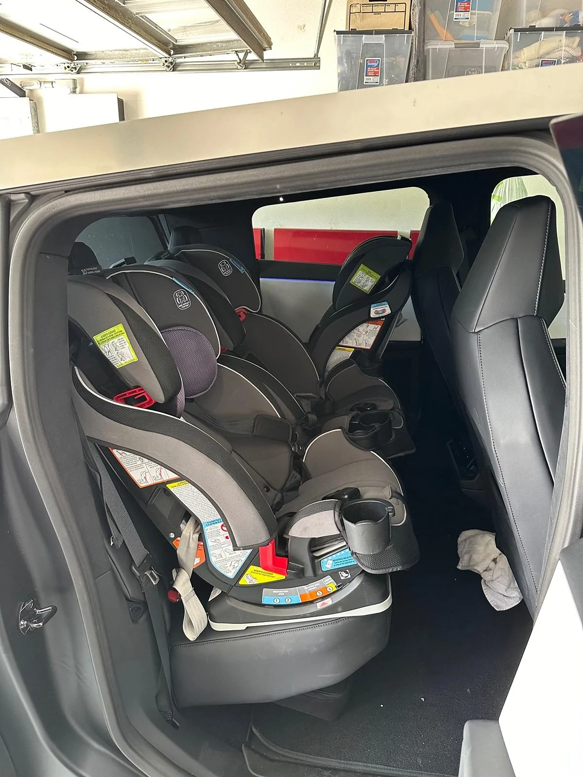 Tesla Cybertruck Fit 3 child car seats in the Cybertruck - installed photo IMG_4482