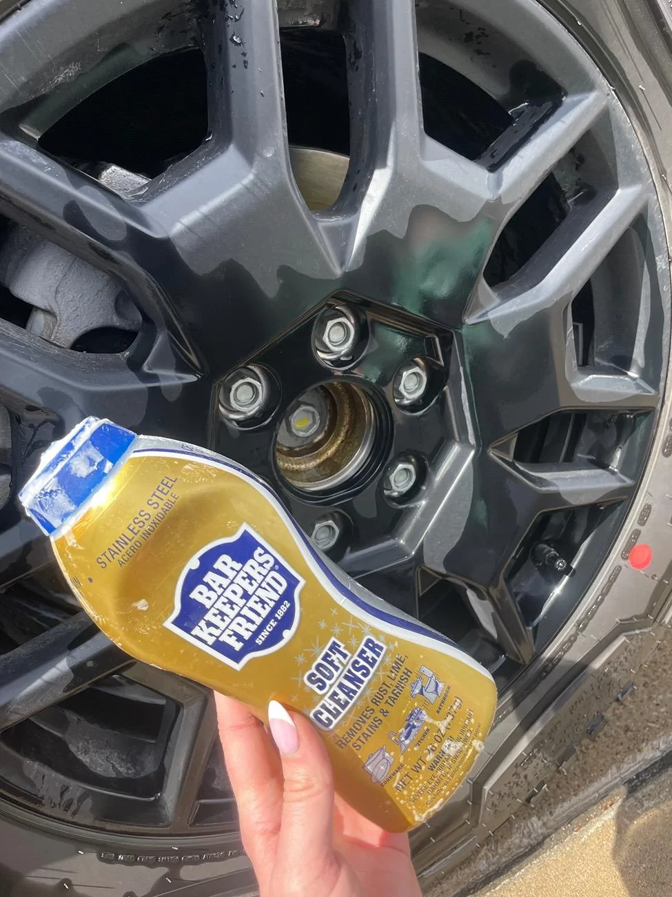 Tesla Roadster 2nd gen Removing RUST from Wheel Hub - Bar Keepers Friend IMG_4617