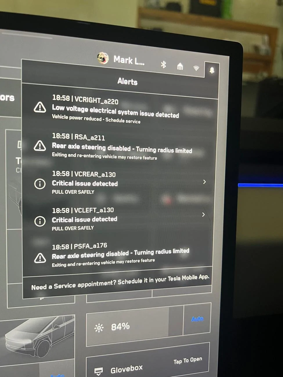 Tesla Roadster 2nd gen Cyber breakdown on freeway -- "PULL OVER SAFELY Vehicle Shutting Down" IMG_5296