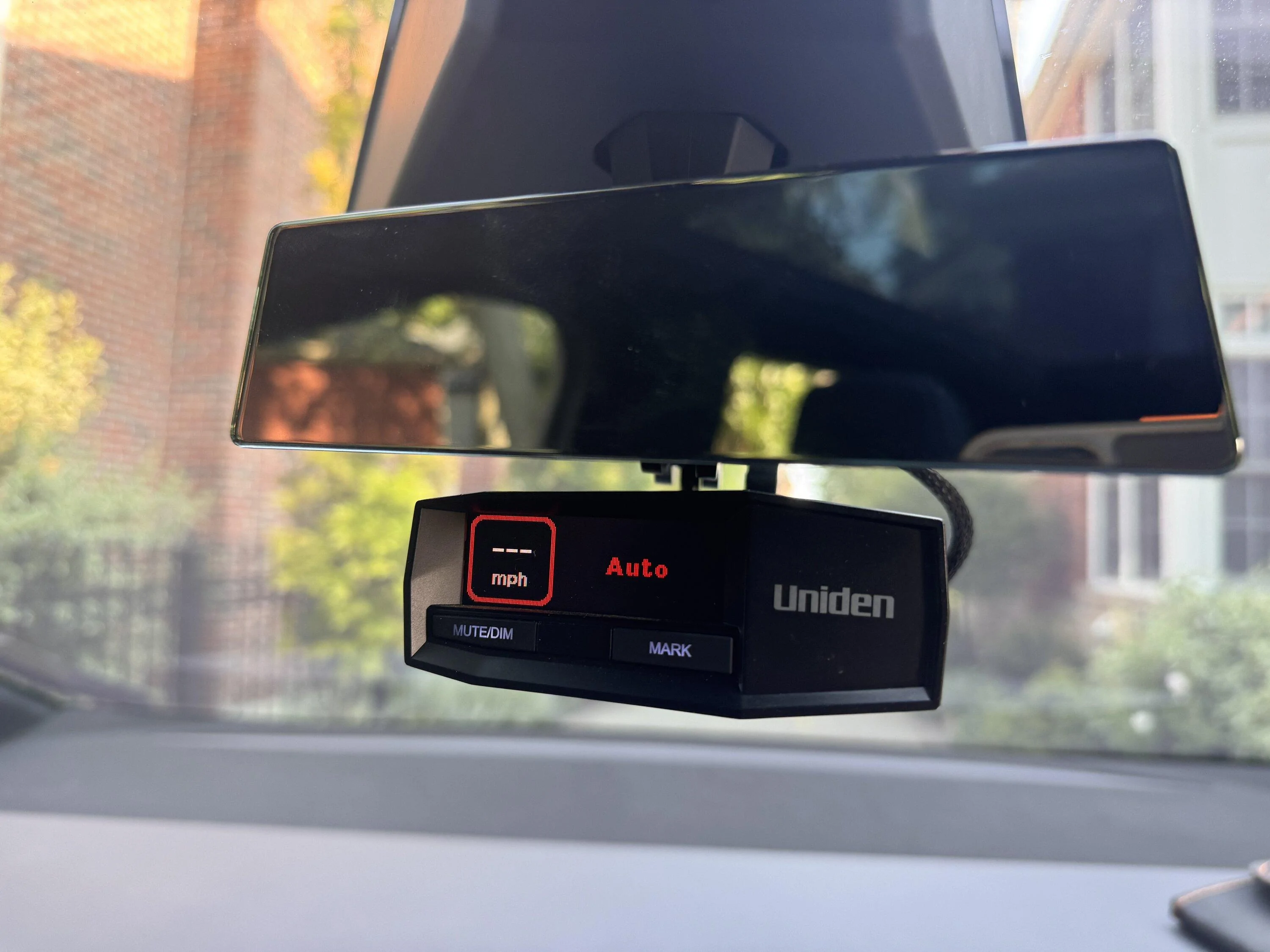 Tesla Roadster 2nd gen Radar Detector Mount with original rear view mirror IMG_5487