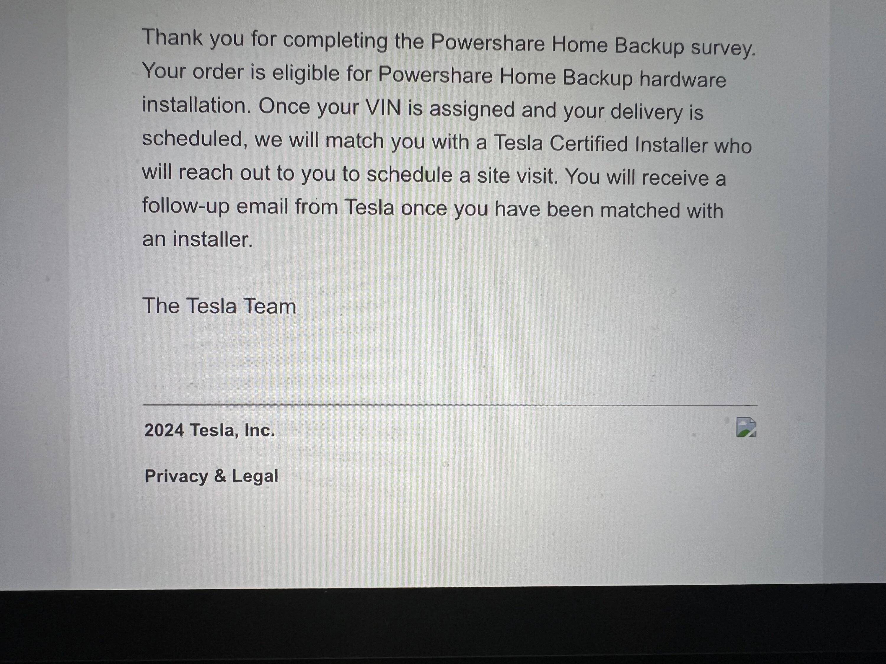 Tesla Roadster 2nd gen 2nd PowerShare installation email received IMG_6174