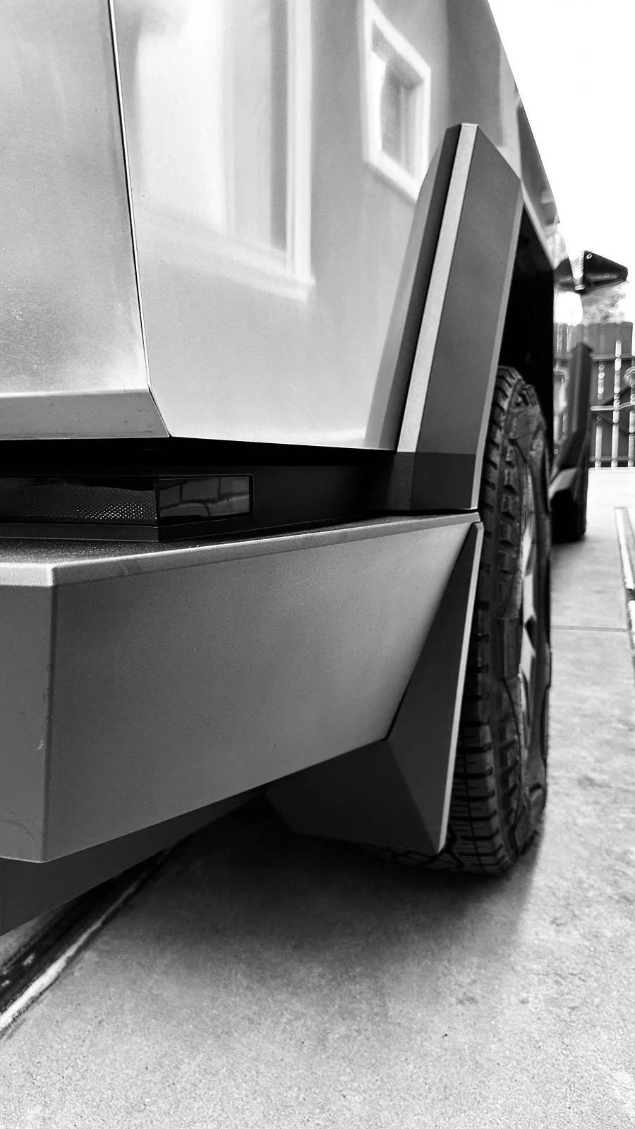 Tesla Roadster 2nd gen Mud Flaps Installed on Cybertruck - First Photos IMG_6237