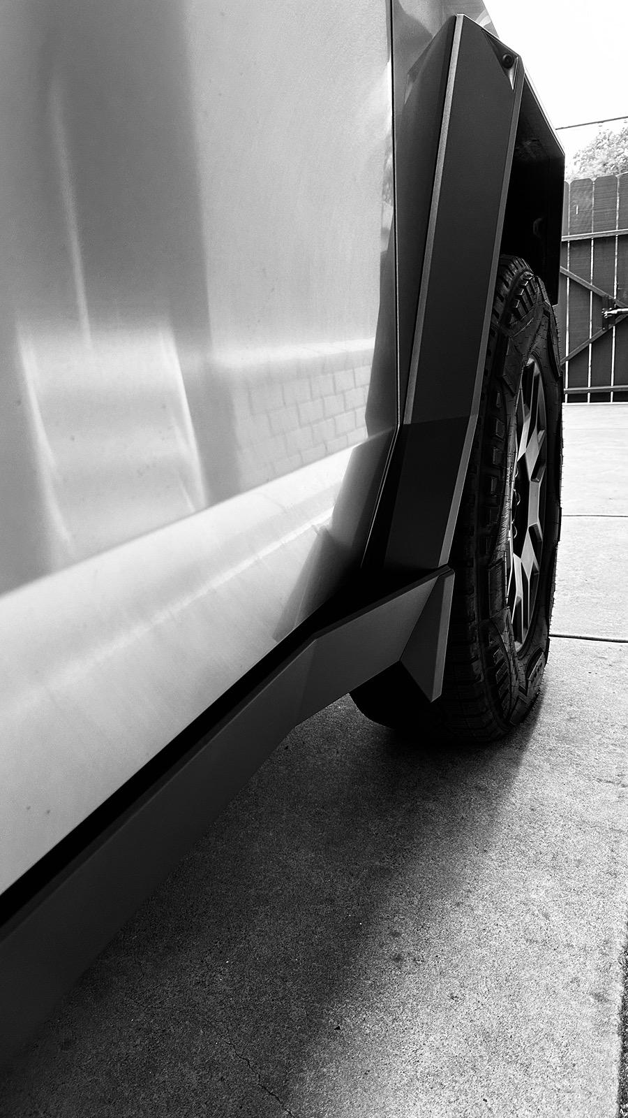 Tesla Roadster 2nd gen Mud Flaps Installed on Cybertruck - First Photos IMG_6238