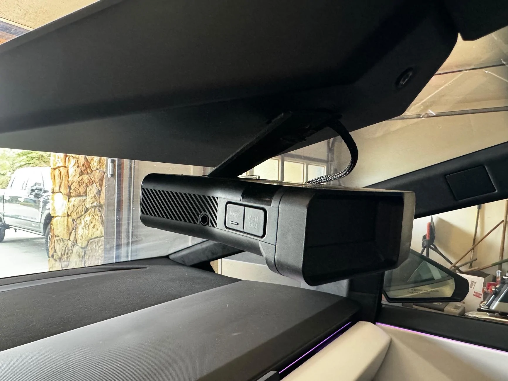 Tesla Roadster 2nd gen Replaced rearview mirror with Radar Detector IMG_6348