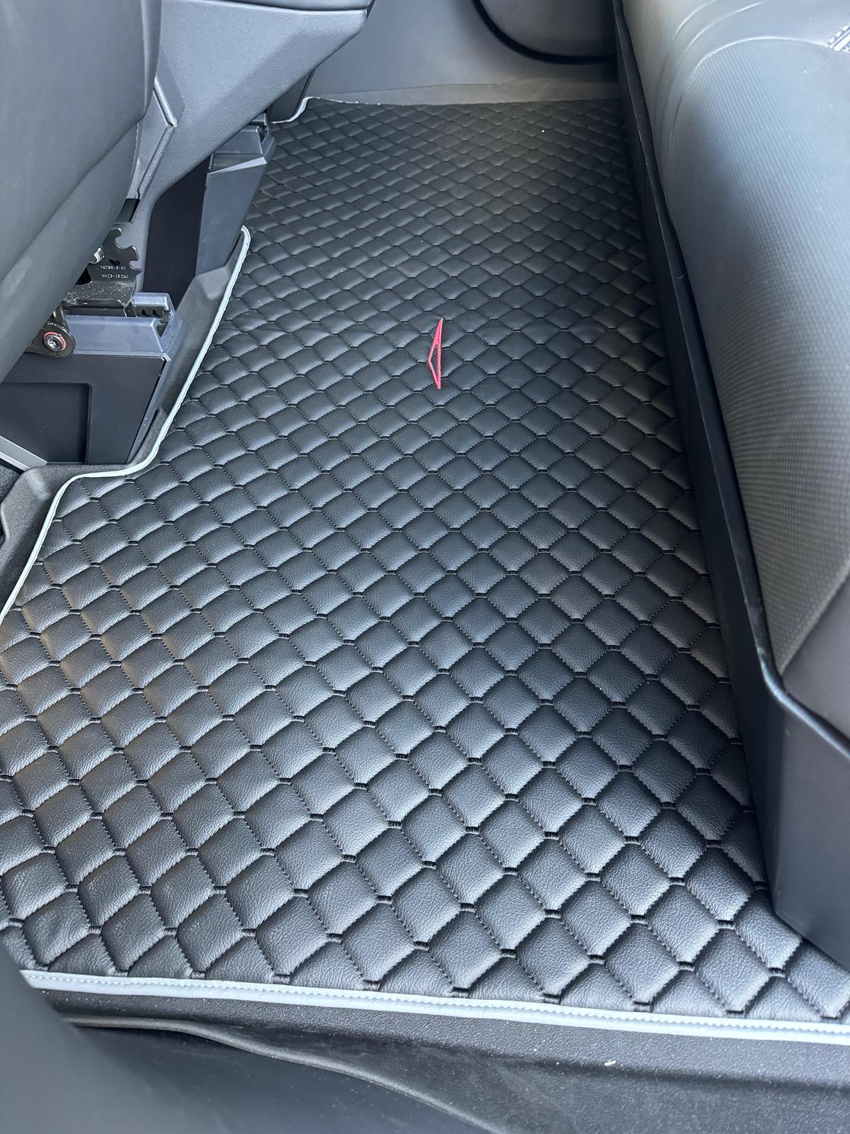 Tesla Roadster 2nd gen Custom Leather Floor Mats for Cybertruck installed IMG_6404