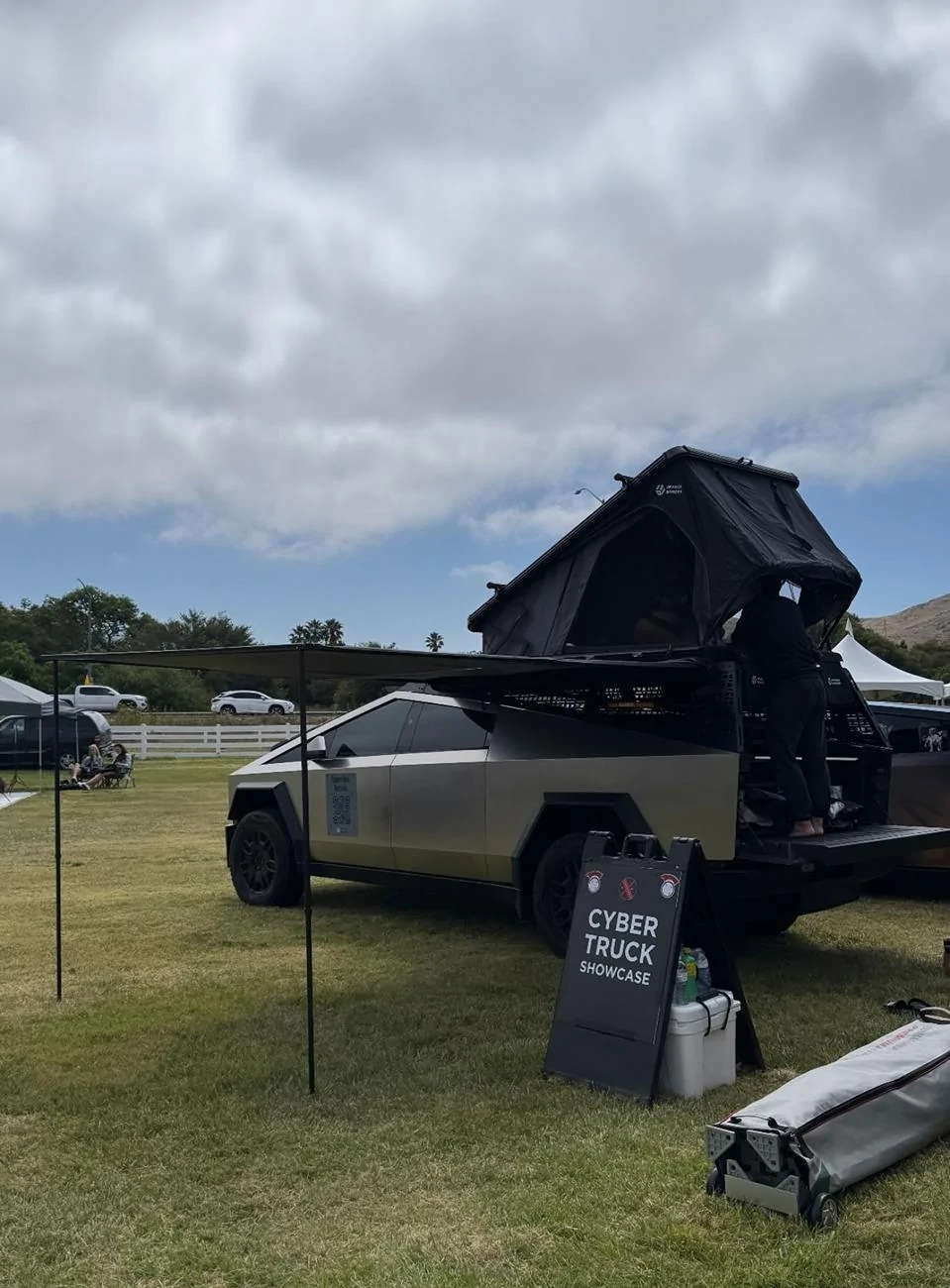 Tesla Roadster 2nd gen Camping Tent + Mattress Setup While I Wait IMG_6442