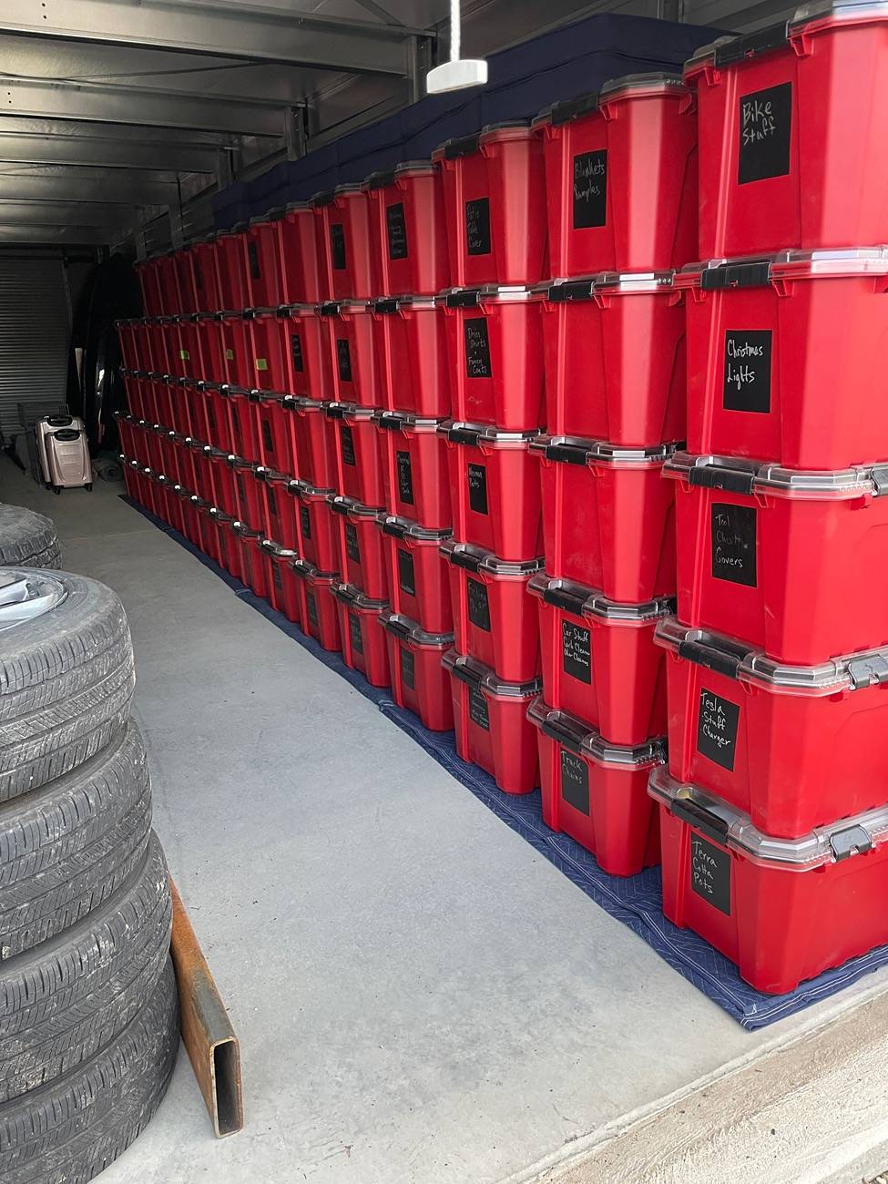 Tesla Roadster 2nd gen Aftermarket Bed Storage Bins -- Husky Heavy Duty Waterproof Stackable Plastic Storage Containers [Updated w/ photos vs. Tesla Vault Bins] IMG_7660