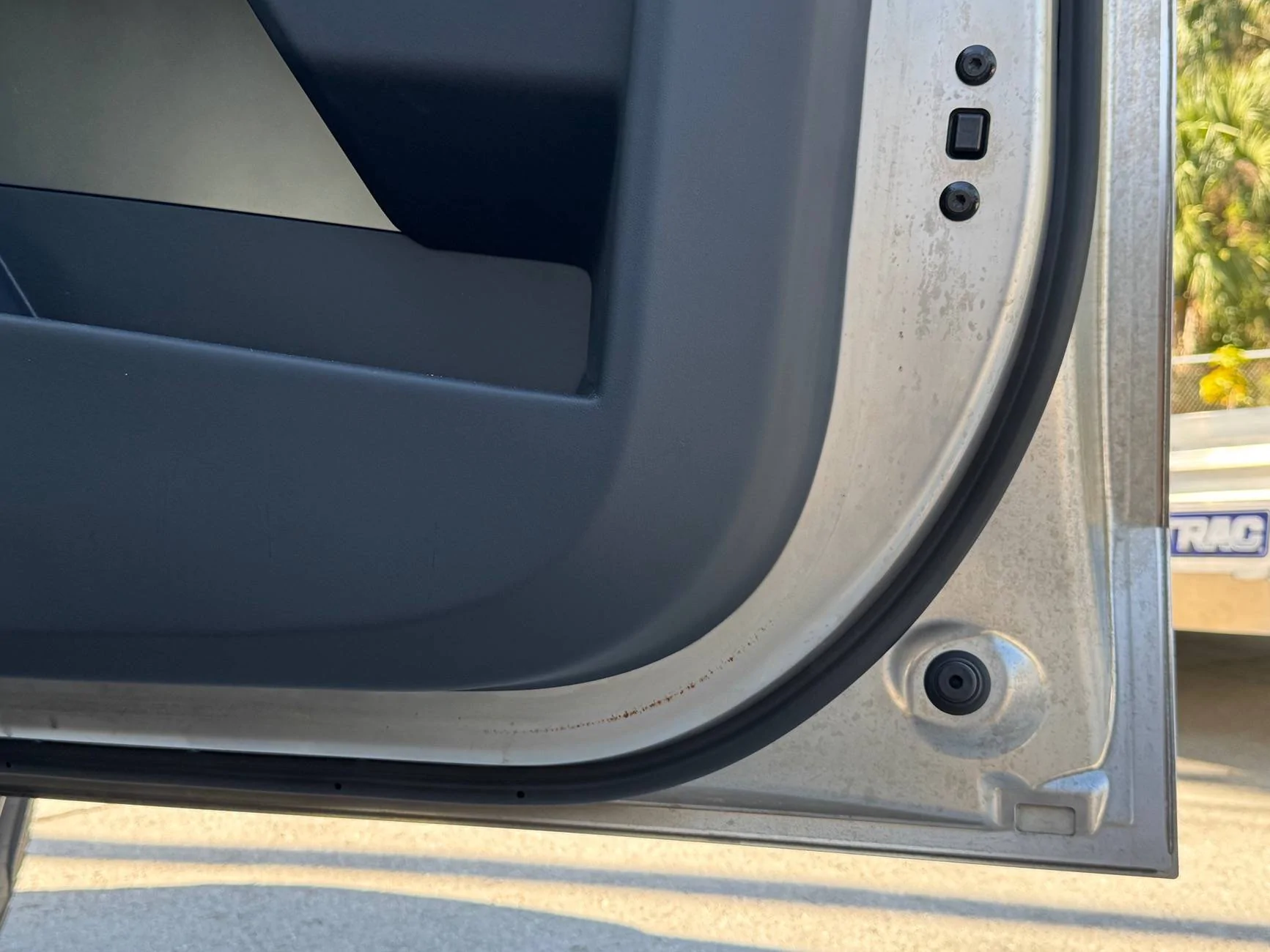Tesla Roadster 2nd gen Rust on both inside front doors after 5 months. IMG_7779