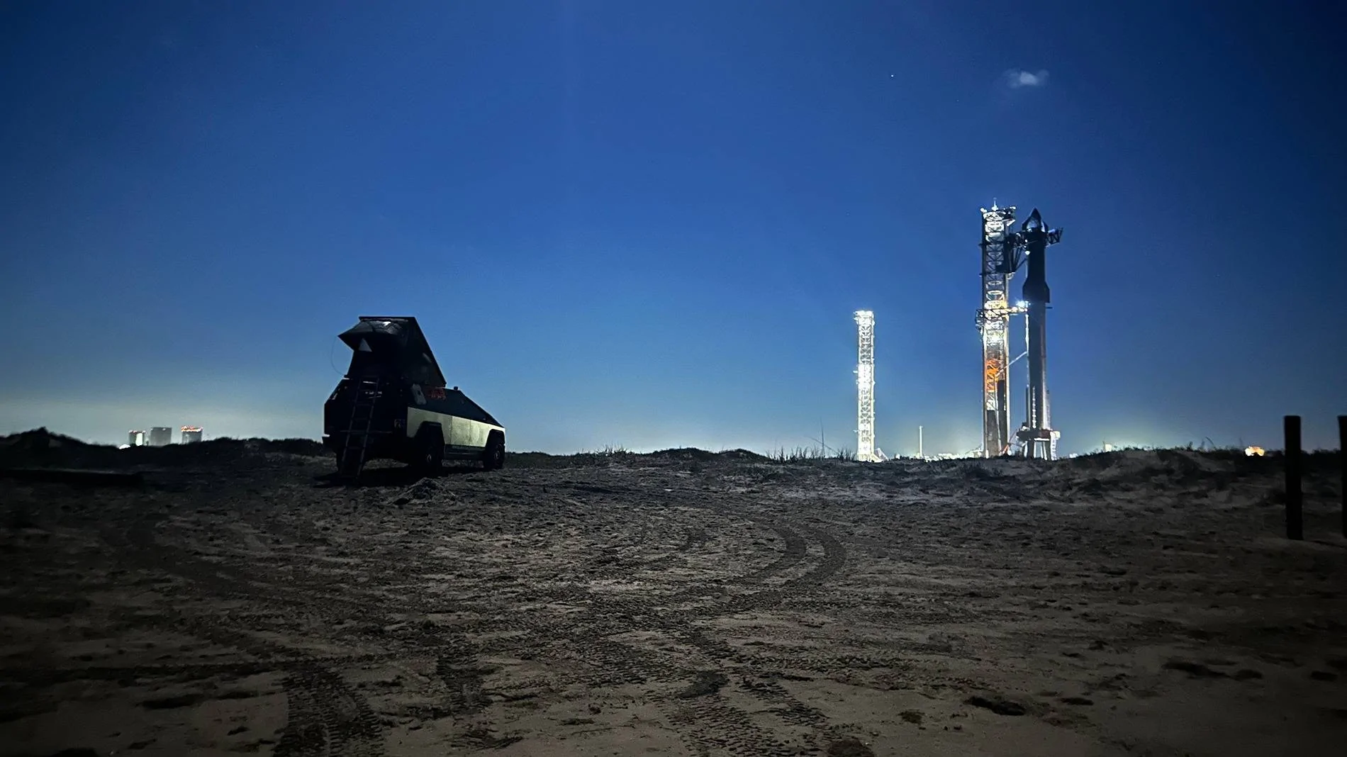 Tesla Cybertruck Camping with the Cybertruck at Starship 6 Launch IMG_8425
