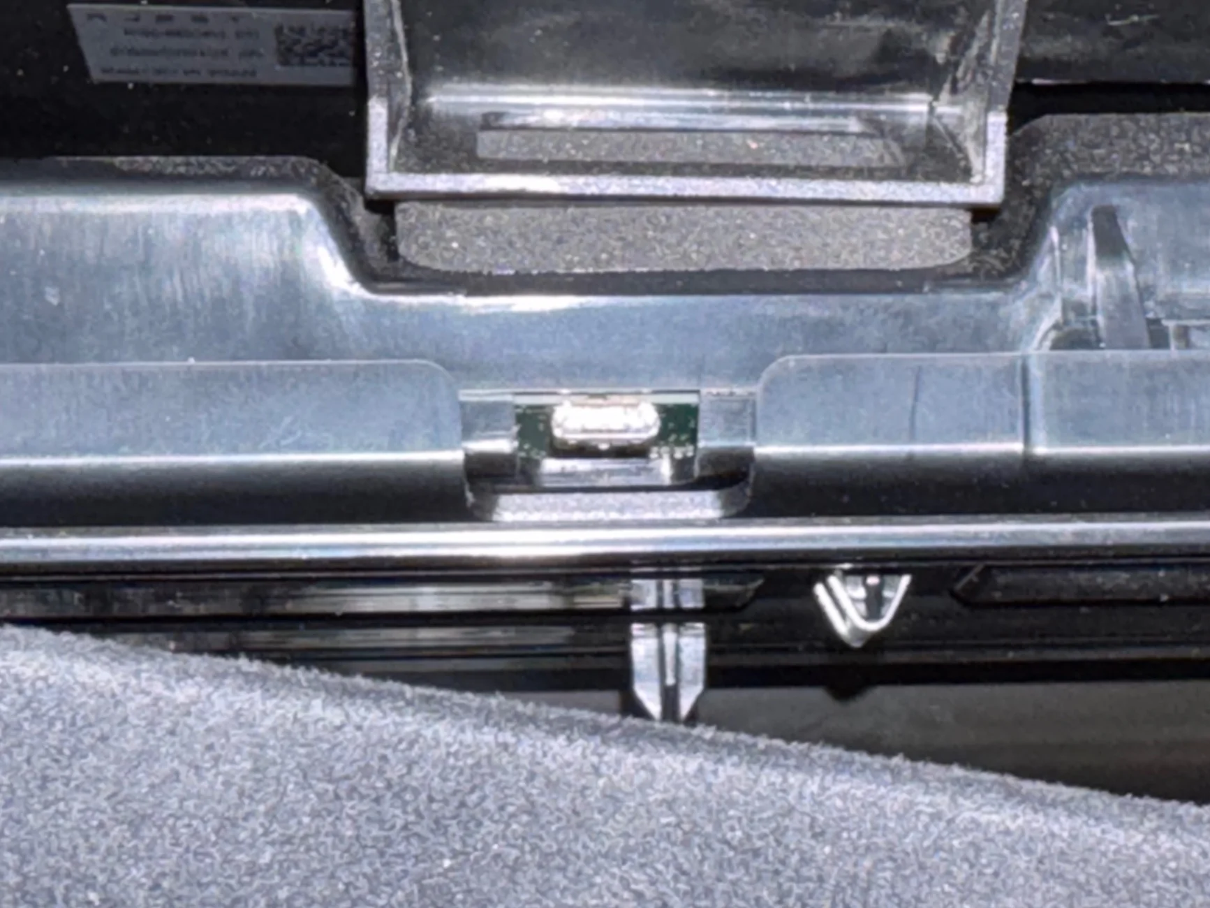 Tesla Roadster 2nd gen Secret Micro USB Port Inside Overhead Trim [TCU Connector] IMG_8460