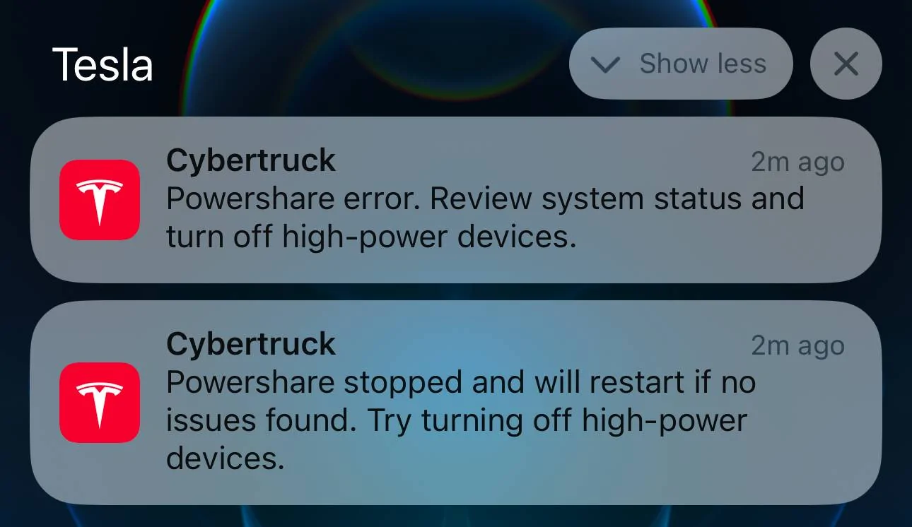 Tesla Roadster 2nd gen Powershare Error Notifications? IMG_8975