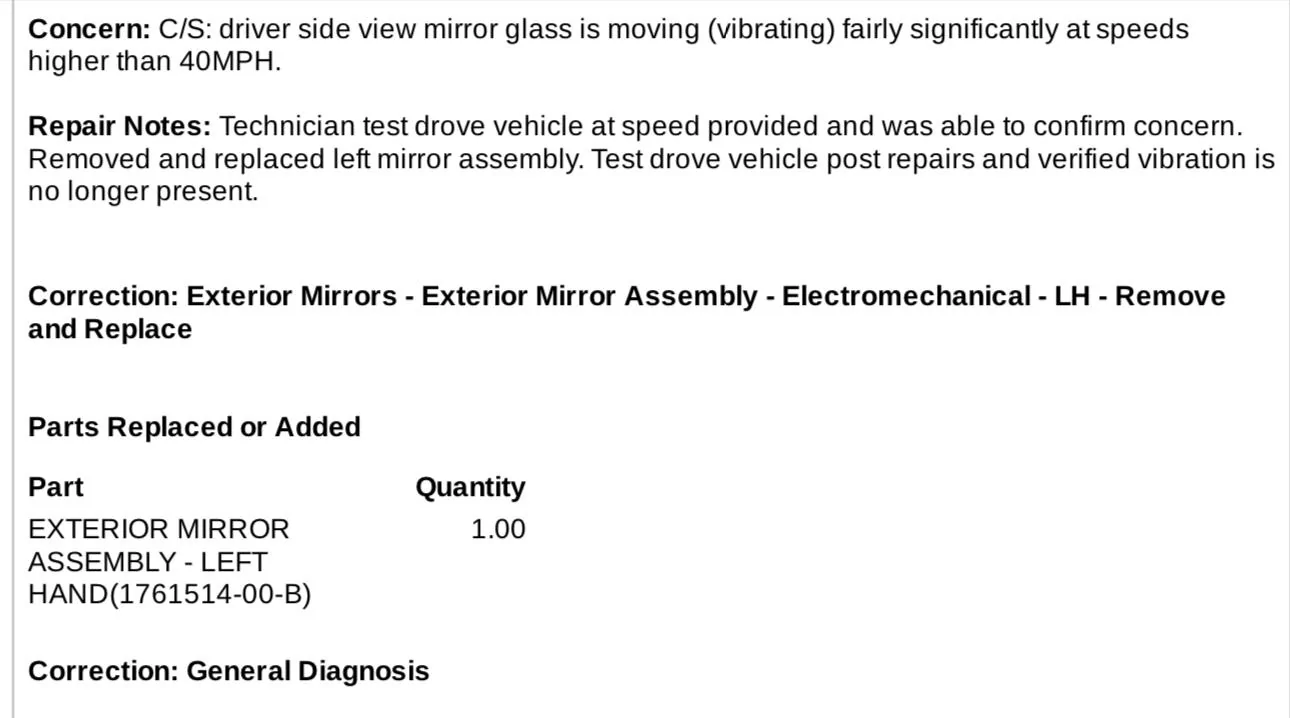 Tesla Roadster 2nd gen Side mirror shaking IMG_9614