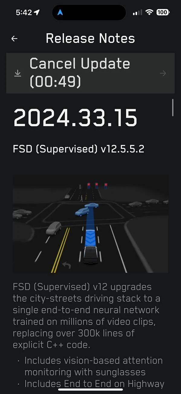 Tesla Roadster 2nd gen FSD 12.5.5.2 rolling out for Cybertruck! IMG_9971