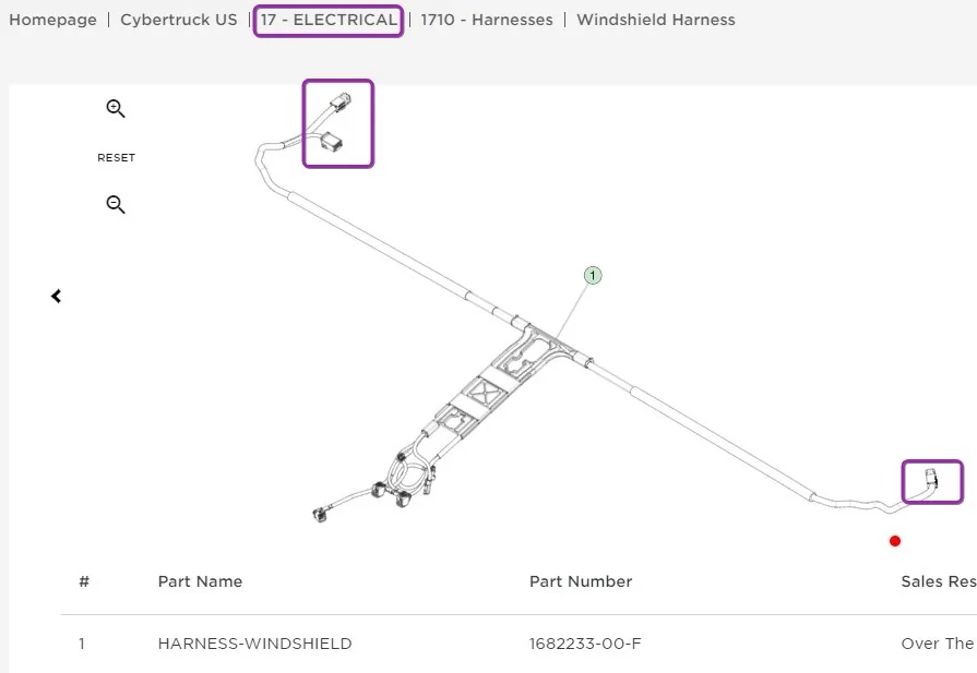 Tesla Roadster 2nd gen EPC: Homepage/Cybertruck US/17 - ELECTRICAL 1710/Harnesses/Windshield Harness PTEOkOn