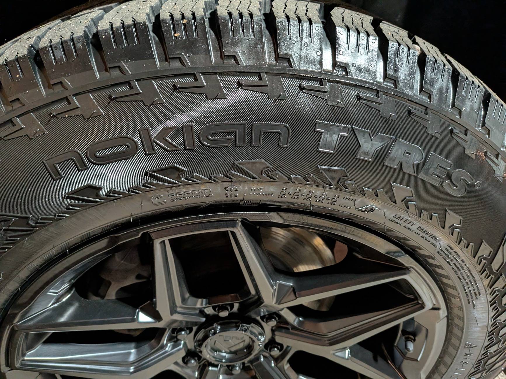 Tesla Roadster 2nd gen Nokian Hakkapeliitta LT3 Studded Winter Tires Installed PXL_20241109_164003345