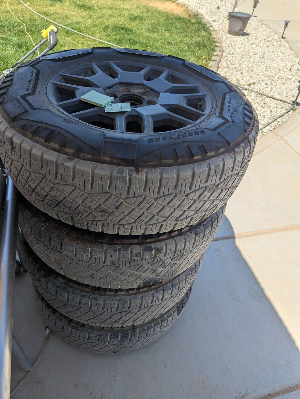 Tesla Cybertruck OEM Wheels + tires: foundation series "cyber wheels" PXL_20250424_185442425