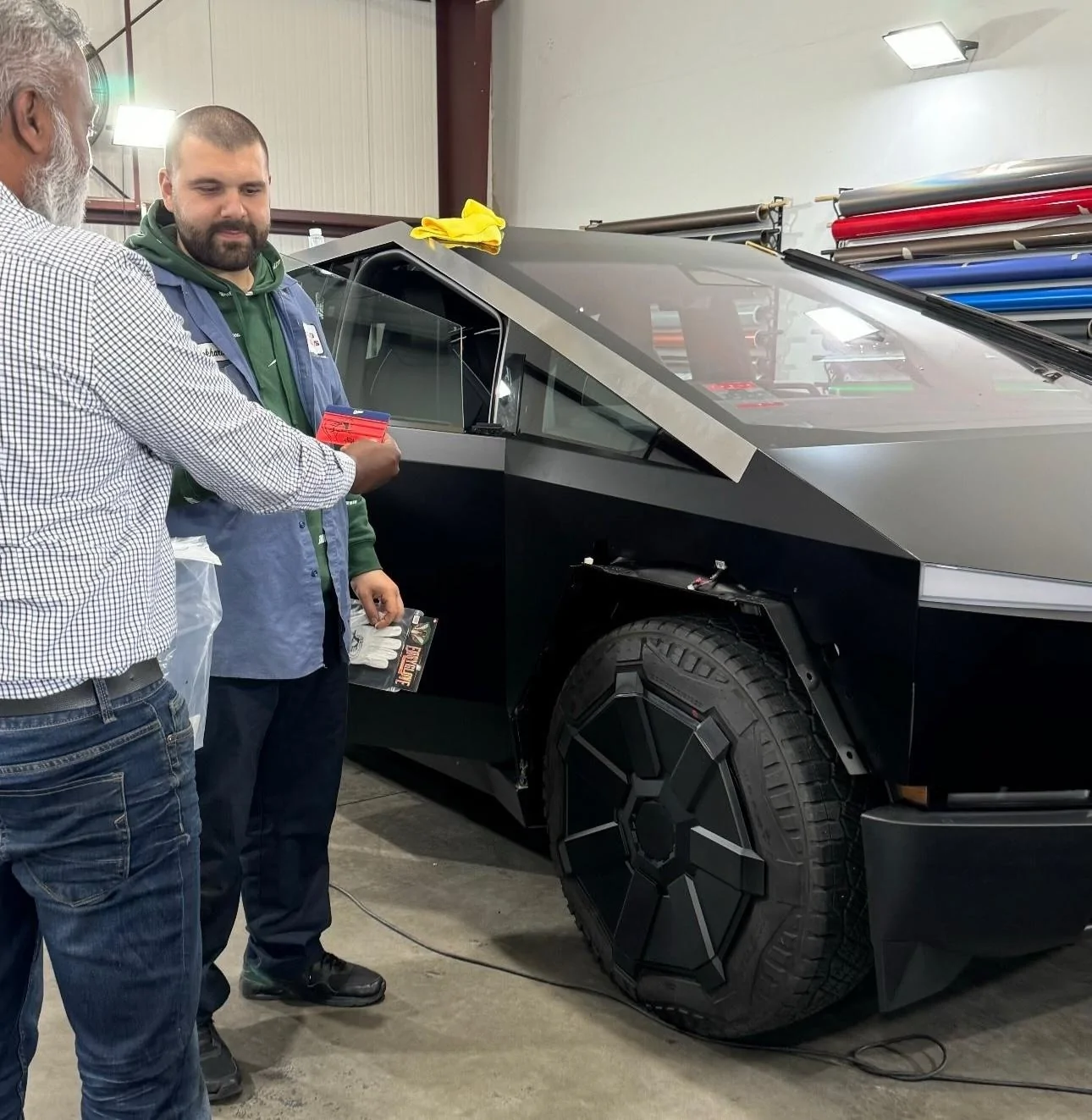 Tesla Roadster 2nd gen Fender Flares remove easily from Cybertruck (video) & satin black wrap installed satin black wrap cybertruck
