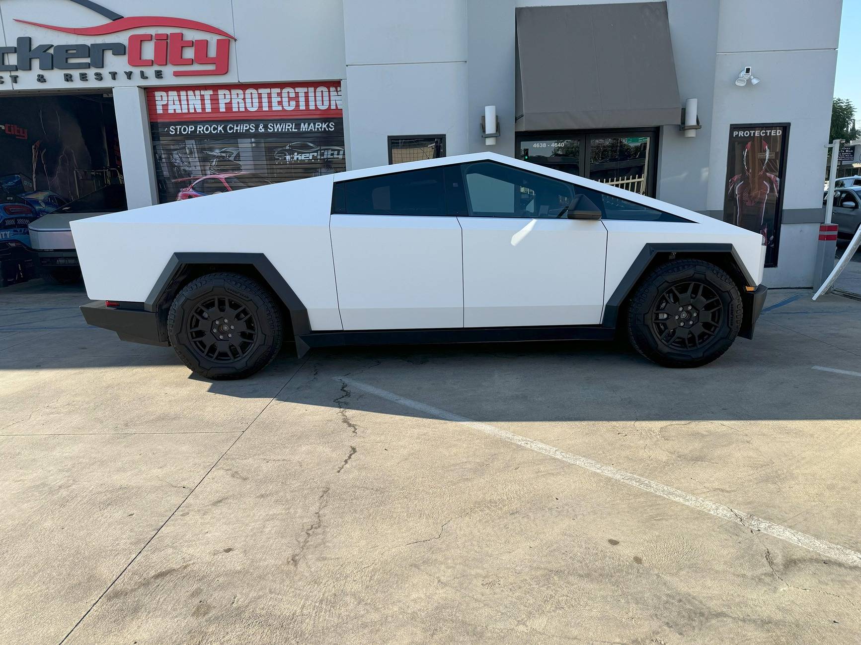 Tesla Cybertruck 🤍🚗 Satin White PPF Special at StickerCity – Full Body Colored Protection 🚀 Satin White PPF Color Wrap paint protection film matte stickercity vinyl shift los angeles cal...JPG