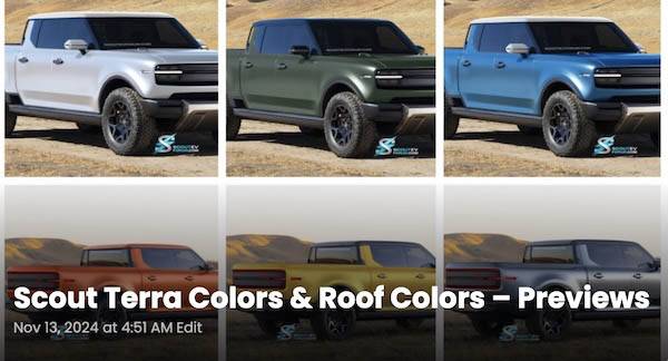 Tesla Cybertruck Official: Scout EV Pickup & SUV debut w/ Gas Range Extender, 4x4, BOF, Lockers, Sway Bar Disconnect -- All Specs, Wallpapers, Videos scout-terra-colors-previews-jpg-jpg-