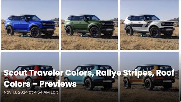 Tesla Cybertruck Official: Scout EV Pickup & SUV debut w/ Gas Range Extender, 4x4, BOF, Lockers, Sway Bar Disconnect -- All Specs, Wallpapers, Videos scout-traveler-colors-previews-jpg-jpg-