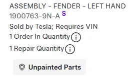 Tesla Cybertruck New part numbers for Cybertruck panels with glue issues Screenshot 2025-05-01 140430