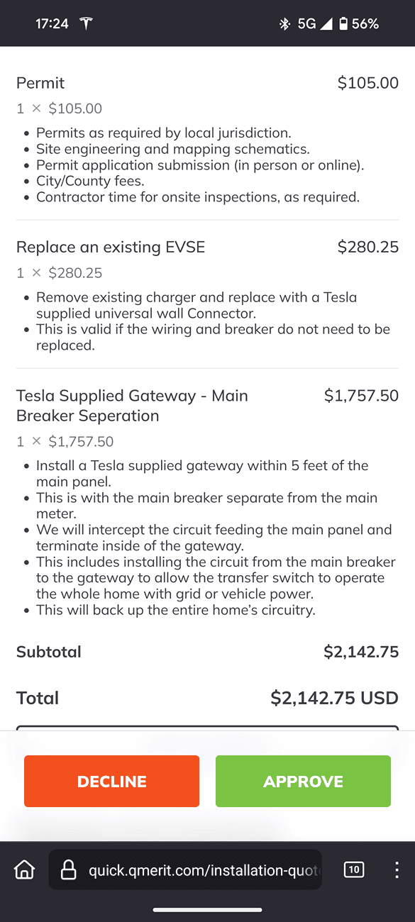 Tesla Roadster 2nd gen What’s your Powershare installation quote? Screenshot_20240628-172447