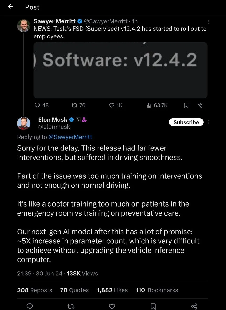 Tesla Roadster 2nd gen When are we getting FSD on the Cybertruck? Screenshot_20240630_231133_X