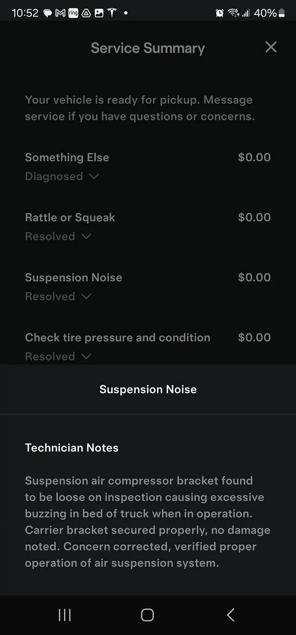 Tesla Cybertruck UPDATED - Air suspension compressor loose AF Screenshot_20250204_225244_Tesla