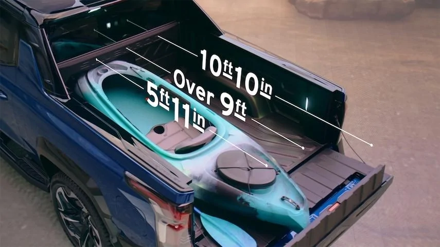 Tesla Roadster 2nd gen Cybertruck competitor's mid-gate Silverado-EV-RST-Multi-Flex-Midgate-Tailgate-Dimensions