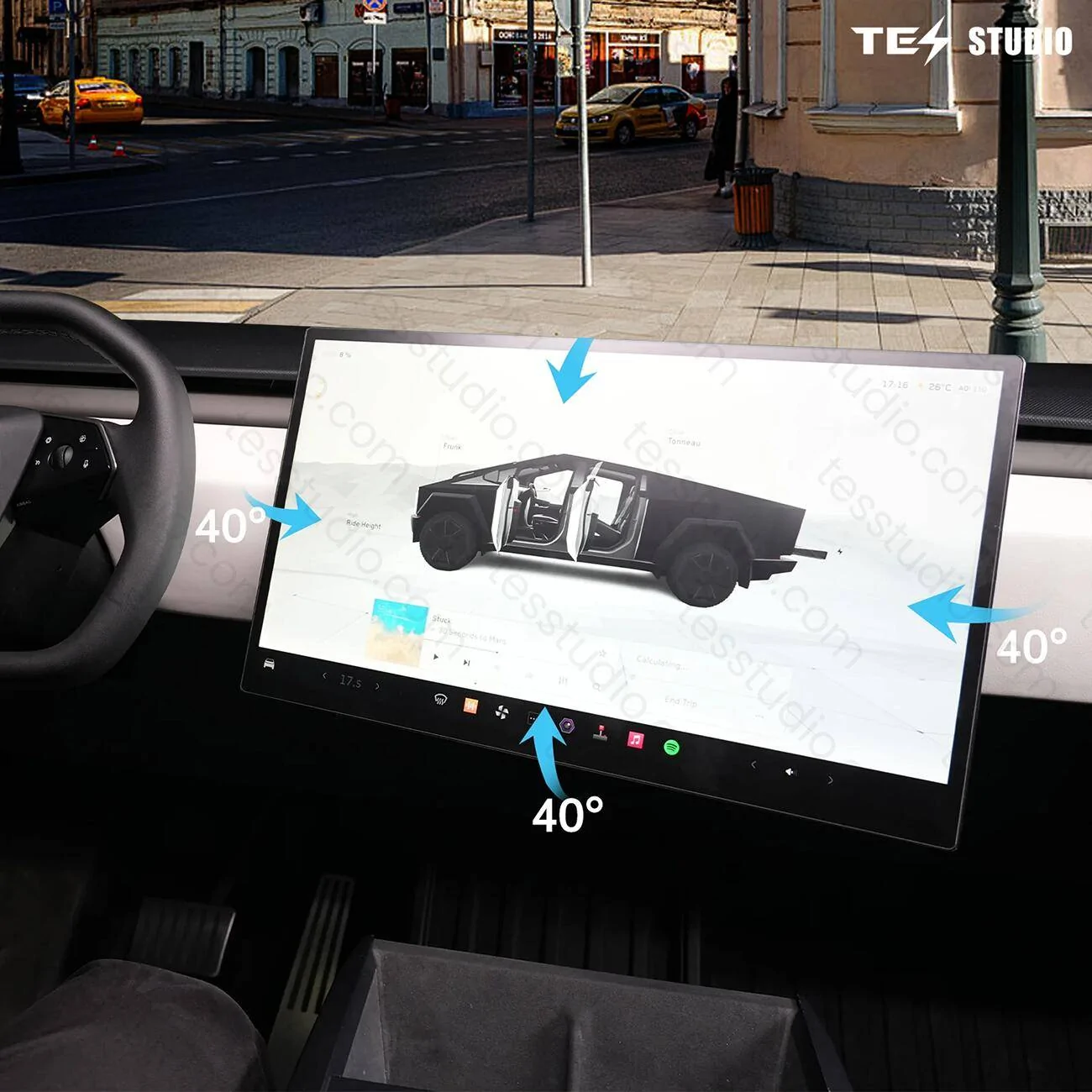 Tesla 2024 Cybertruck Accessories Screen Swivel Tilt Mount Rotating Holder Tesstudio (3).jpg