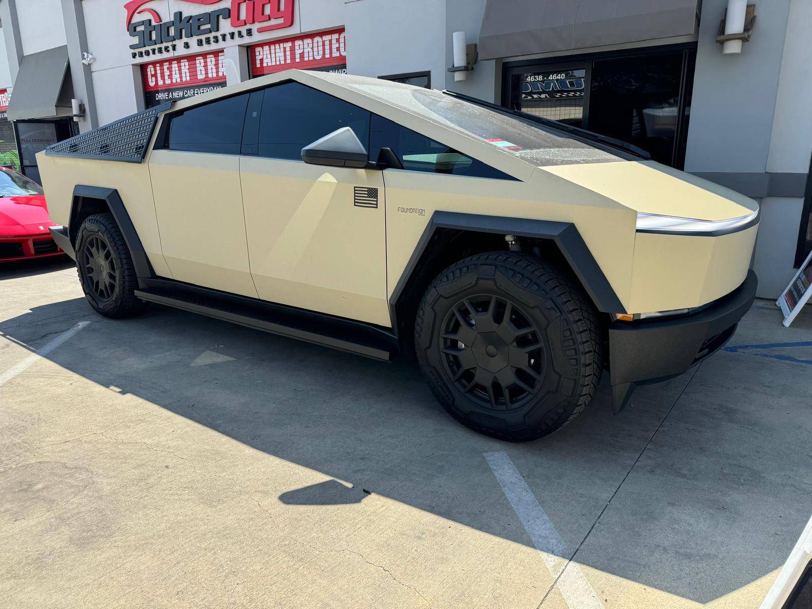 Tesla Cybertruck 🚀 Transform Your Cybertruck into a Desert Storm Warrior: Complete Military Makeover with STEProtect and More! TESLA Cybertruck steprotect protection stickercity sliplo fender flares los angeles molle runn