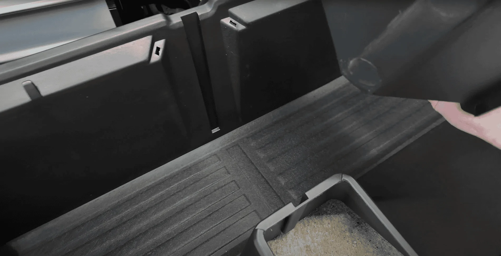 Tesla Cybertruck 🚀 New Rear Underseat Storage Bin by Teslaunch for Cybertruck - Get Organized in Style! 🚀 Teslaunch OEM Rear Underseat Storage Bin (1)