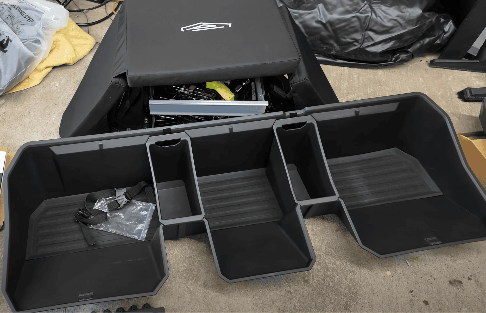 Tesla Cybertruck 🚀 New Rear Underseat Storage Bin by Teslaunch for Cybertruck - Get Organized in Style! 🚀 Teslaunch OEM Rear Underseat Storage Bin (4)